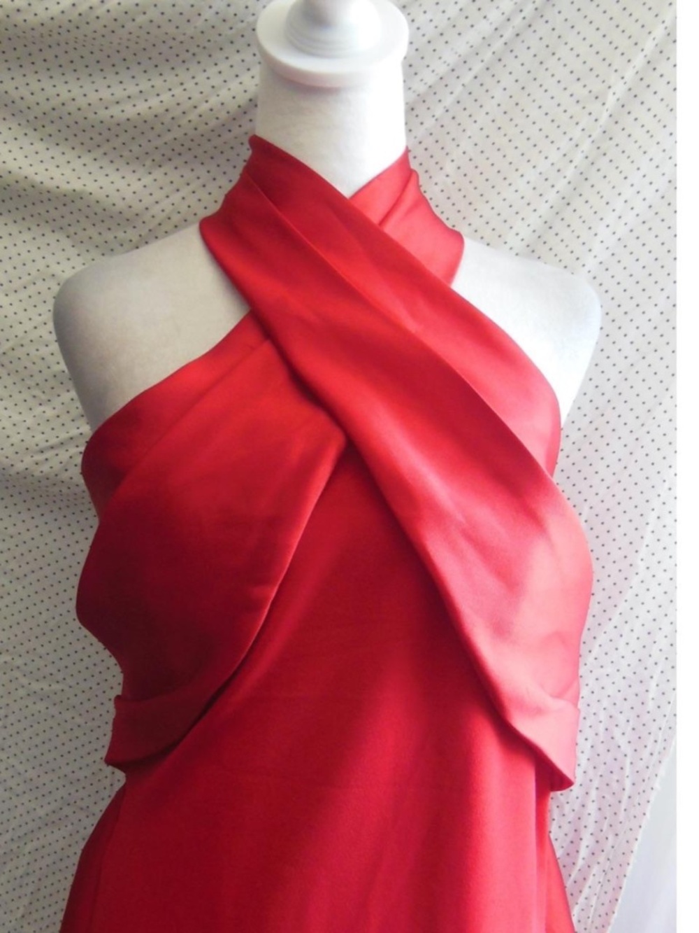 NEW BETSY & ADAM Red TWIST Halter Neck MIKADO Scuba Crepe DRAPED Sides GOWN 6 - Picture 12 of 16